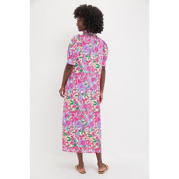 HYACINTH HOUSE Magenta Multi Floral Ruffle Collar Louisa Maxi Dress Size M NWT - Picture 2 of 9